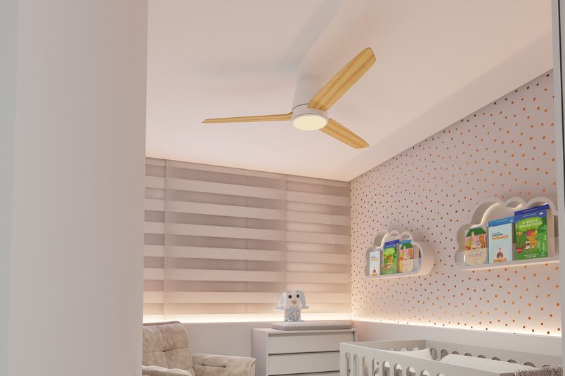 The efficient, low-profile indoor/outdoor Profile DC ceiling fan by Airborne has a modern design.