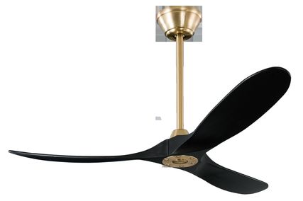 Long-pole fan – Slider in burnished brass and black blades