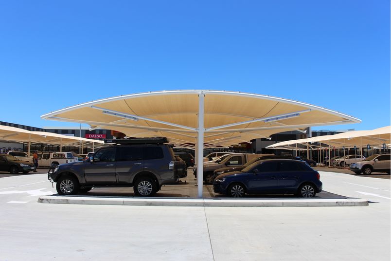 Cark Park Structure with Extreme 32 shade cloth covers.