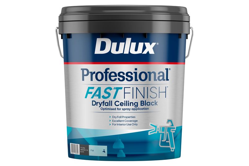 Dry Fall Ceiling paint dries to powder when overspray particles reach the floor.