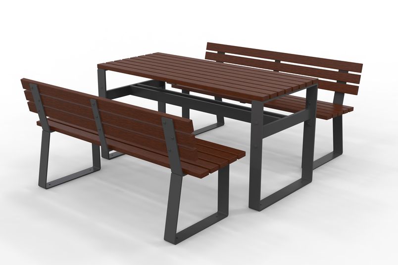 Milan picnic setting with seats from Astra Street Furniture. - Merbau Hardwood