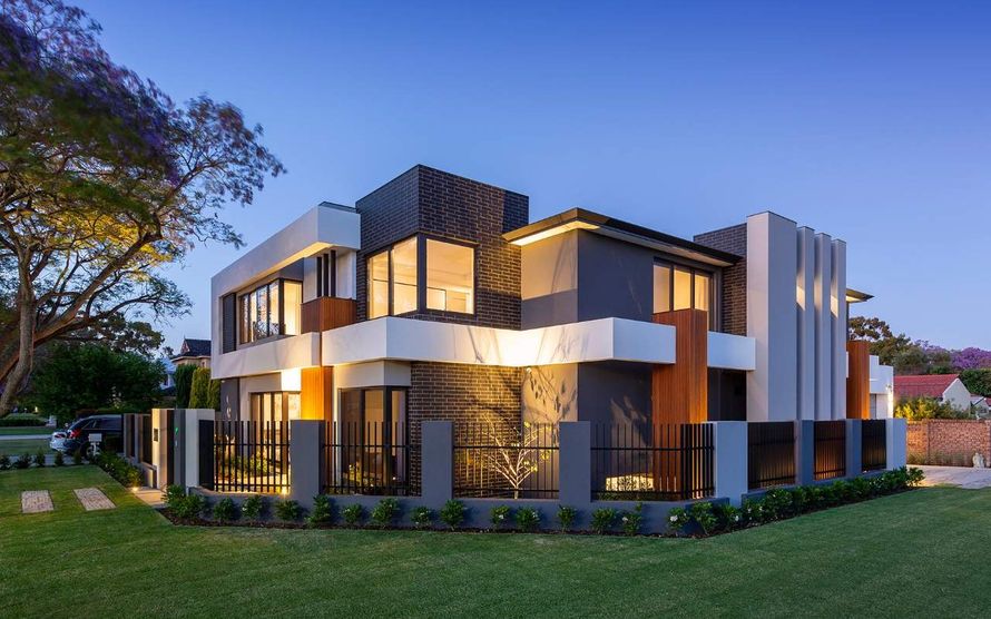 Biowood spotted gum castellated facades at Atrium Homes