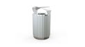 Astra Street Furniture's London bin shown with covered top in stainless steel.