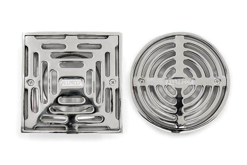 Storm Series drains are available in square or round designs.