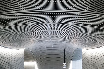 Perforated metal ceiling, Waitara Station