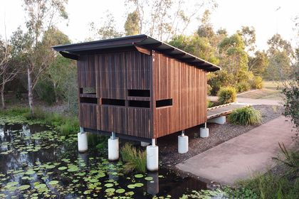 Landmark Products installs bird hide at Park Lakes, Bli Bli