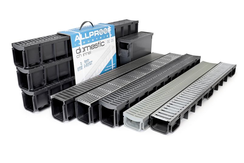 The DC drain has six grate options, including plastic, galvanized steel and stainless steel.