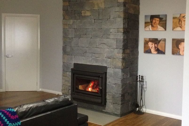 Dry Stack Collection in Slate, installed for a fireplace.